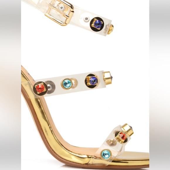 Gold Heeled Sandal with Gems - Picture 12 of 12